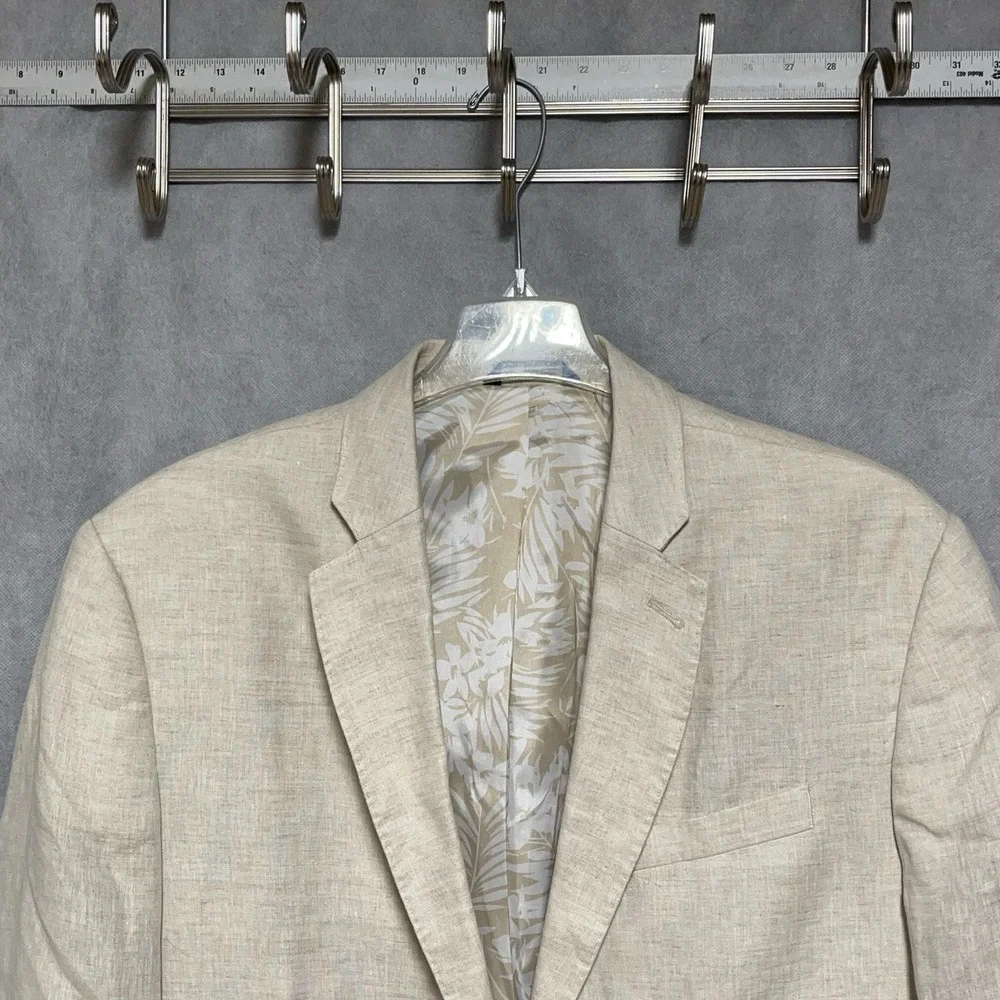 Tasso Elba Blazer Men 50R Beige Linen 2B Island Casual Academia Coat Luxury XXL